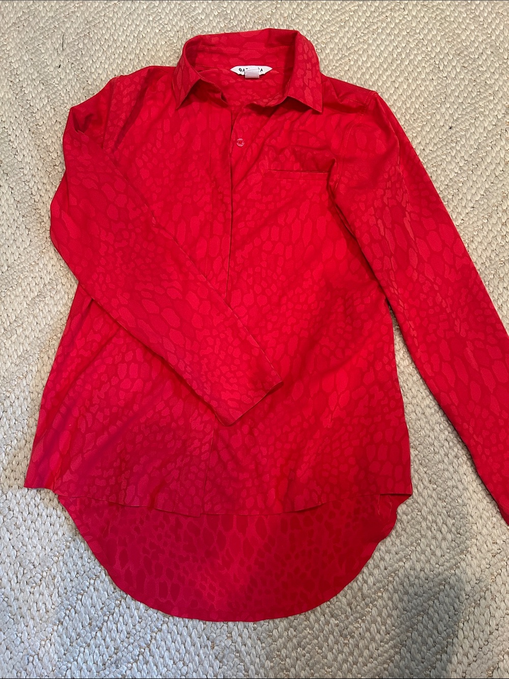 Athleta Bright Red Long-Sleeve Button Shirt